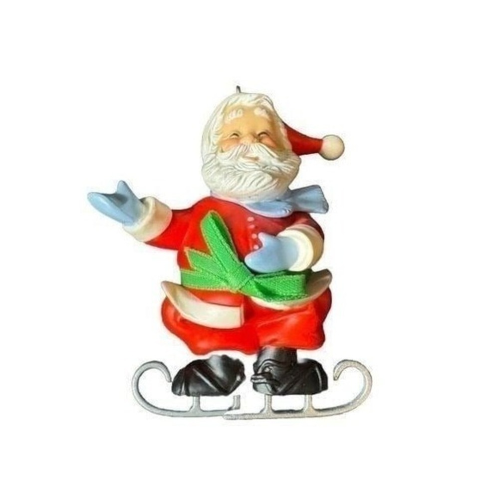 Parachuting Santa Claus Christmas Tree Ornament Hallmark Soft Landing 1988